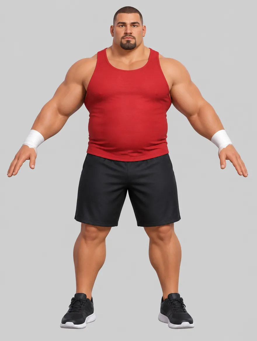 SLAP KING character model: Big Mike, a heavyweight in a red tank top